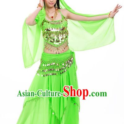 Top Indian Belly Dance Costume Oriental Dance Light Green Dress, India Raks Sharki Clothing for Women