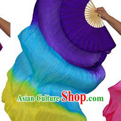 China Folk Dance Three-colour Folding Fans Yanko Dance Purple Silk Fans for for Women