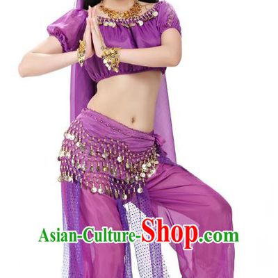 Top Indian Bollywood Belly Dance Costume Oriental Dance Purple Dress, India Raks Sharki Clothing for Women