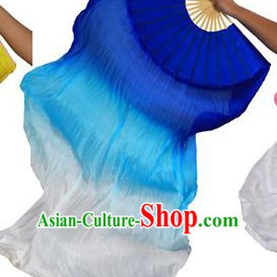 China Folk Dance Three-colour Folding Fans Yanko Dance Royalblue Silk Fans for for Women