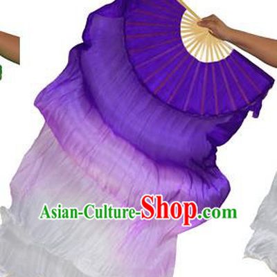 China Folk Dance Folding Fans Yanko Dance Purple White Silk Fans for for Women