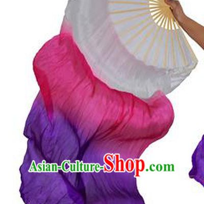 China Folk Dance Folding Fans Yanko Dance Rosy Purple Silk Fans for for Women