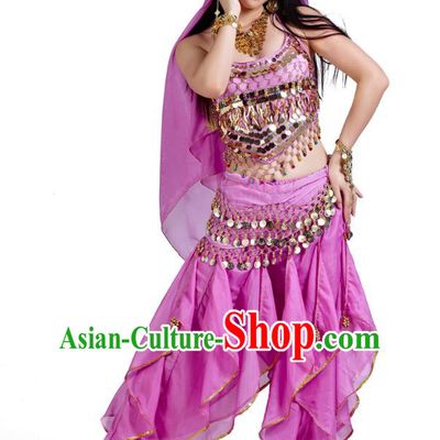 Indian Oriental Belly Dance Lilac Costume, India Raks Sharki Bollywood Dance Clothing for Women