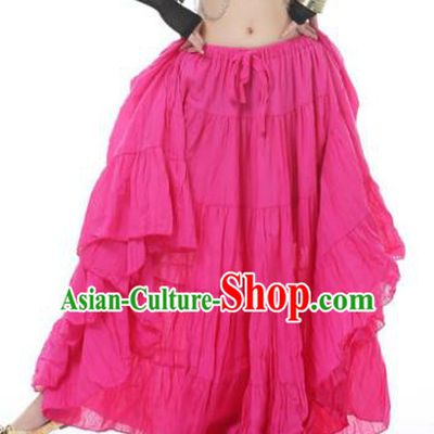 Indian Oriental Belly Dance Costume Rosy Bust Skirt, India Raks Sharki Bollywood Dance Clothing for Women