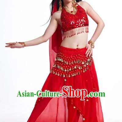 Indian Belly Dance Costume Oriental Dance Red Dress, India Raks Sharki Bollywood Dance Clothing for Women