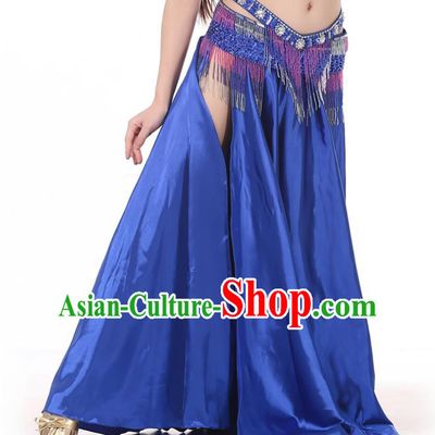 Indian Belly Dance Costume Bollywood Oriental Dance Royalblue Satin Skirt for Women