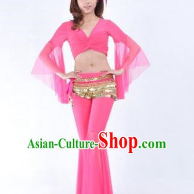 Asian Indian Belly Dance Training Pink Uniform India Bollywood Oriental Dance Clothing for Women