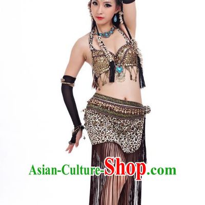 Asian Indian Belly Dance Primitive Tribe Dance Leopard Costume India Bollywood Oriental Dance Clothing for Women
