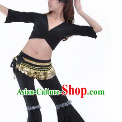 Indian Traditional Belly Dance Black Uniform Asian India Oriental Dance Costume for Women