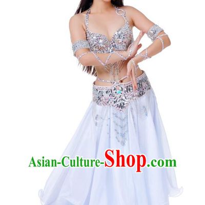 Indian Traditional Belly Dance White Dress Asian India Sexy Oriental Dance Costume for Women