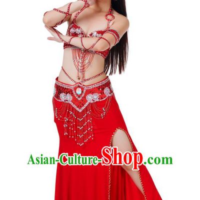 Indian Traditional Belly Dance Red Dress Asian India Sexy Oriental Dance Costume for Women