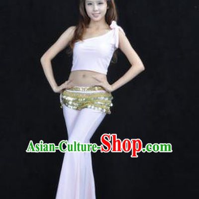Asian Indian Belly Dance Costume India Oriental Dance White Suits for Women