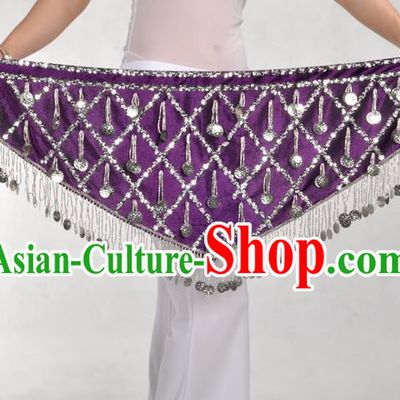 Indian Belly Dance Purple Belts Waistband India Raks Sharki Waist Accessories for Women