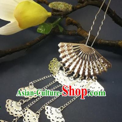 Chinese Handmade Classical Hair Accessories Ancient Palace Lady Fan Hairpins for Women