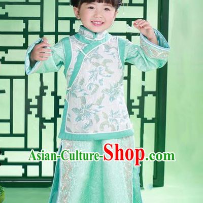 Traditional Chinese Qing Dynasty Princess Manchu Nobility Lady Costume for Kids