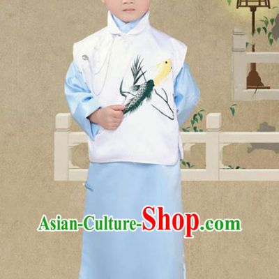 Traditional Chinese Republic of China Nobility Childe Costume Long Robe for Kids
