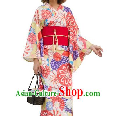 Asian Japanese Traditional Costumes Japan Kimono Printing Bathrobe Clothing for Women