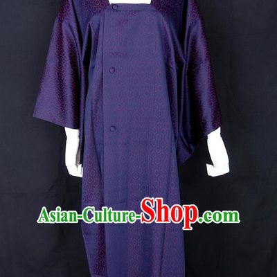 Asian Japanese Traditional Costumes Japan Kimono Purple Bathrobe Clothing for Women
