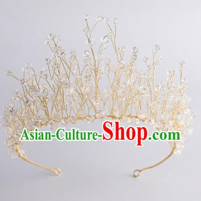 Handmade Classical Wedding Hair Accessories Bride Baroque Royal Crown Crystal Hair Clasp for Women