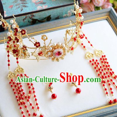 Chinese Handmade Classical Wedding Hair Accessories Ancient Phoenix Coronet Hairpins Headdress for Women