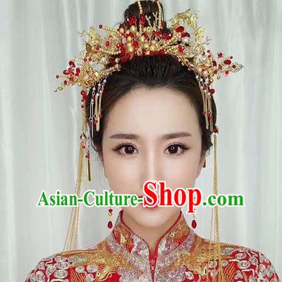 Chinese Handmade Classical Wedding Hair Accessories Ancient Tassel Hairpins Headdress for Women
