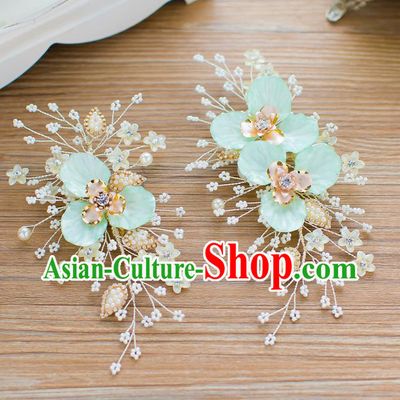 Handmade Classical Wedding Hair Accessories Bride Blue Flowers Hair Stick Headband for Women