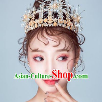 Handmade Classical Wedding Hair Accessories Bride Baroque Royal Crown Pearls Hair Coronet for Women