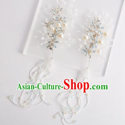 Handmade Classical Wedding Accessories Bride Pearls Tassel Earrings for Women
