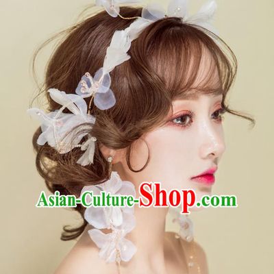 Handmade Classical Wedding Hair Accessories Bride Feather Flowers Hair Clasp Headband for Women
