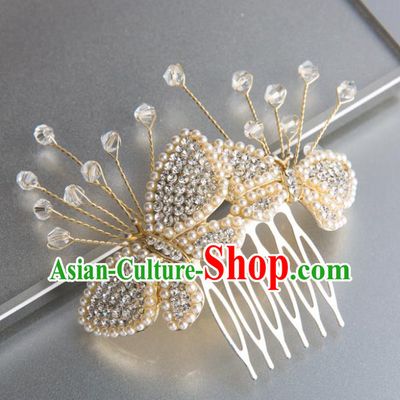 Handmade Classical Wedding Hair Accessories Bride Hairpins Pearls Butterfly Hair Combs for Women