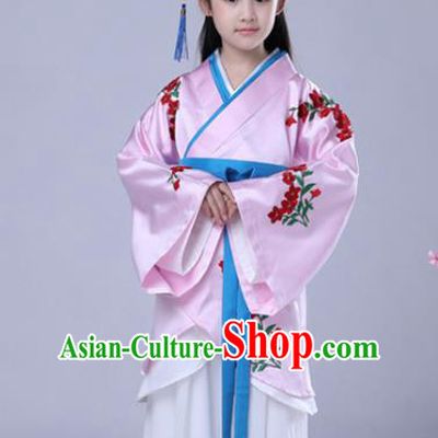 Traditional Chinese Han Dynasty Palace Lady Embroidered Costume, China Ancient Princess Dress for Kids