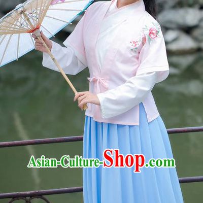 Traditional Chinese Song Dynasty Palace Lady Embroidered Costume, China Ancient Princess Dress for Women