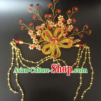 Chinese Handmade Classical Wedding Hair Accessories Ancient Tassel Hairpins Headwear for Women