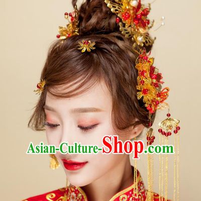 Chinese Handmade Classical Wedding Hair Accessories Ancient Phoenix Coronet Hairpins for Women