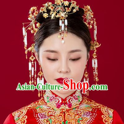 Chinese Handmade Classical Wedding Hair Accessories Ancient Tassel Hairpins Headdress for Women