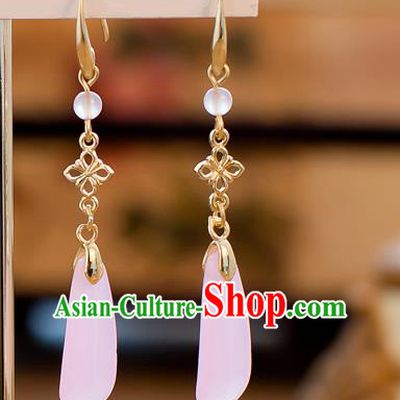 Handmade Classical Wedding Accessories Bride Ear Pendant Jade Tassel Earrings for Women