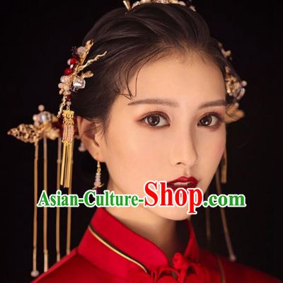 Chinese Handmade Classical Hair Accessories Ancient Palace Hairpins Tassel Step Shake Complete Set for Women