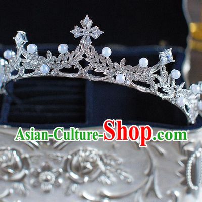 Handmade Classical Hair Accessories Bride Baroque Crystal Royal Crown Headwear for Women