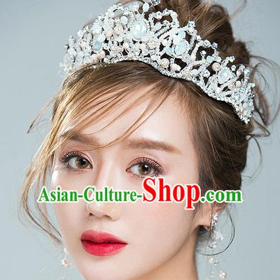 Handmade Classical Hair Accessories Bride Baroque Crystal Royal Crown Opal Coronet for Women