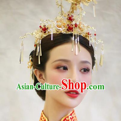 Chinese Handmade Classical Hair Accessories Ancient Palace Phoenix Coronet Hairpins for Women