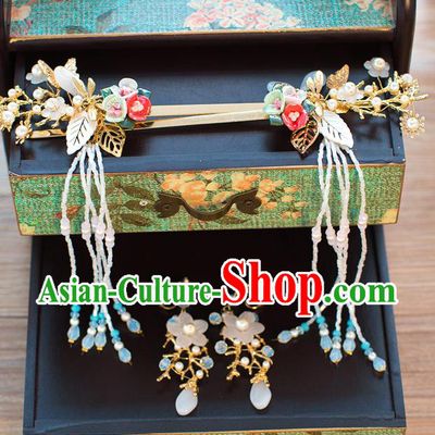 Chinese Handmade Classical Hair Accessories Ancient Palace Tassel Step Shake Hairpins for Women