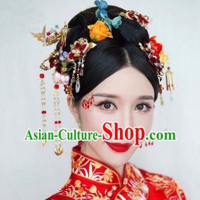 Chinese Handmade Classical Hair Accessories Ancient Bride Hair Stick Hairpins Complete Set for Women