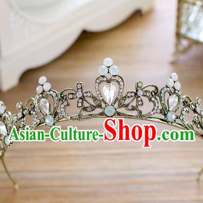 Handmade Classical Hair Accessories Baroque Crystal Royal Crown Princess Black Hair Clasp for Women