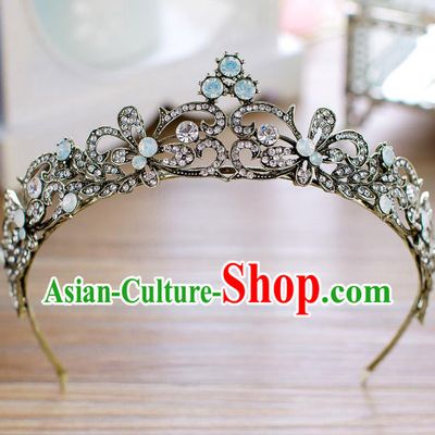 Handmade Classical Hair Accessories Baroque Crystal Butterfly Royal Crown Princess Black Hair Clasp for Women