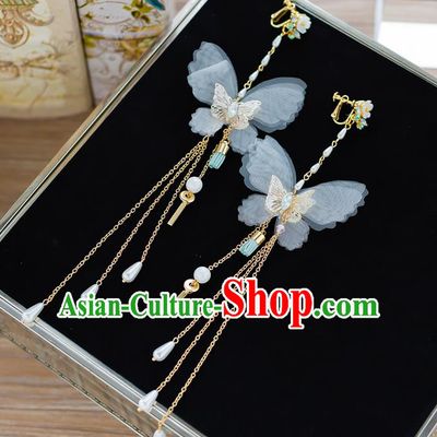 Handmade Classical Wedding Accessories Long Tassel Eardrop Bride Butterfly Earrings for Women