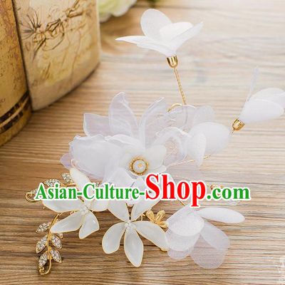 Handmade Classical Wedding Hair Accessories Bride Silk Flower Hair Stick Headwear for Women