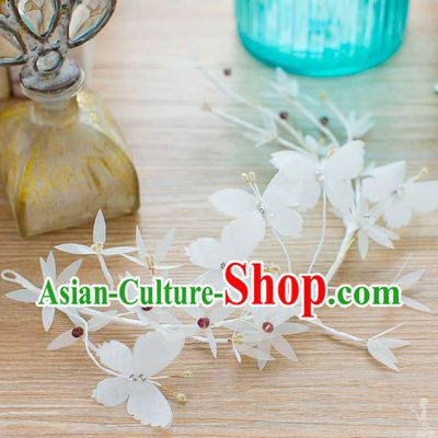 Handmade Classical Wedding Hair Accessories Bride Hair Stick White Butterfly Hair Clasp for Women
