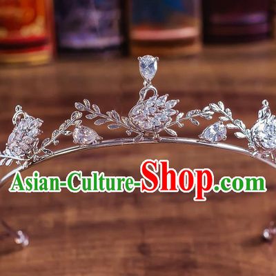 Handmade Classical Wedding Hair Accessories Bride Baroque Crystal Swan Royal Crown for Women