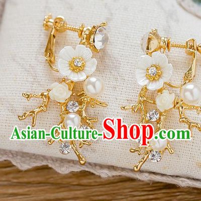 Handmade Classical Wedding Accessories Pearls Flowers Eardrop Bride Earrings for Women