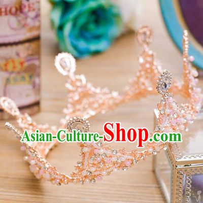 Handmade Classical Wedding Hair Accessories Bride Baroque Crystal Round Royal Crown for Women